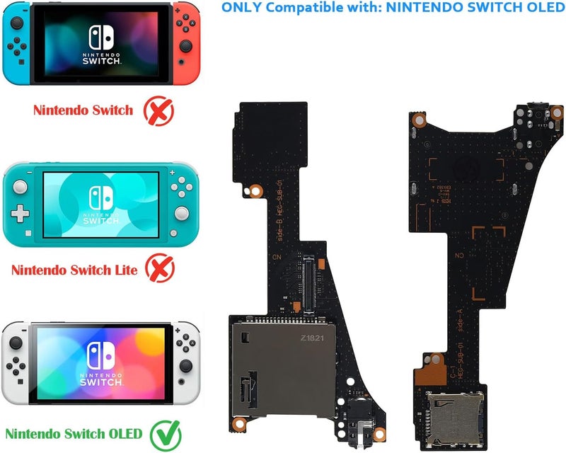 Veanic Replacement Game Card Reader Cartridge Micro SD Card Slot Tray Headphone Jack Daughterboard for NS Nintendo Switch OLED with Repair Tools - Image 2